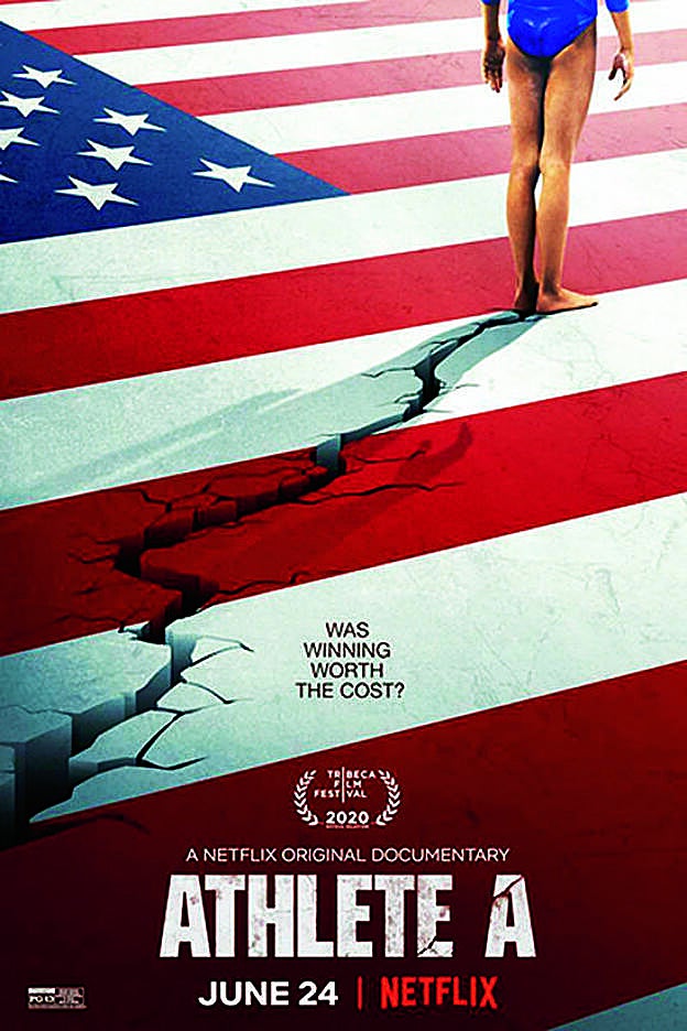 Cartel del documental Athlete A, de Netflix, que ha contribuido a producir.