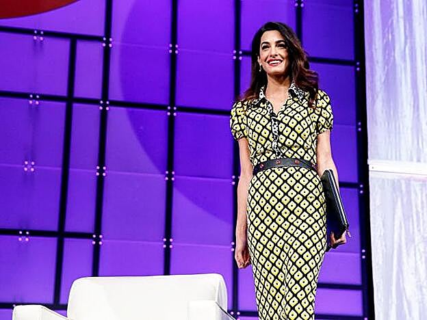 Amal Clooney en una conferencia de Mujeres celebrada en 2018 en California.