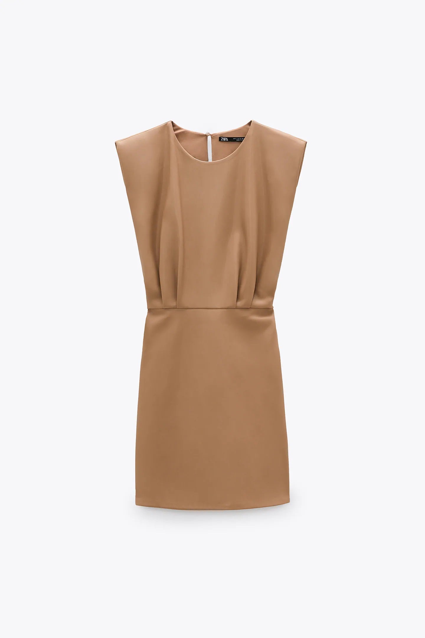 Vestido mini en color tostado de la nueva colección de Zara. (29,95 euros).