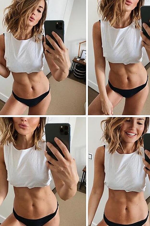 A la vista están los resultados de los duros entrenamientos de Alexandra. ¡Tiene un abdomen fuerte y plano!