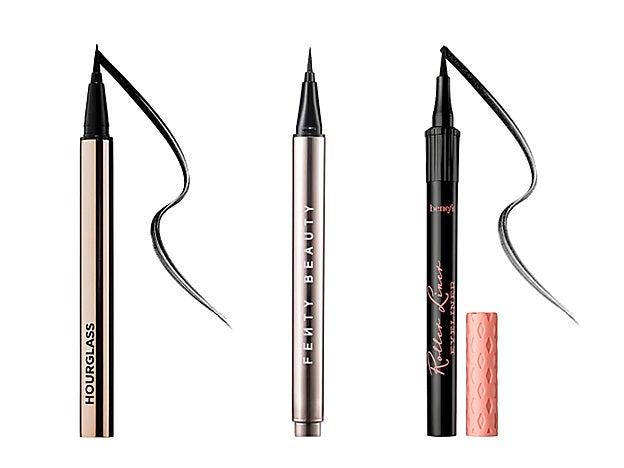 Voyeur Waterproof Liquid Liner de Hourglass (38,99 €). Flyliner de Fenty Beauty (19,99 €). Eyeliner Líquido Mate de Alta Precisión de Benefit (24,99 €).