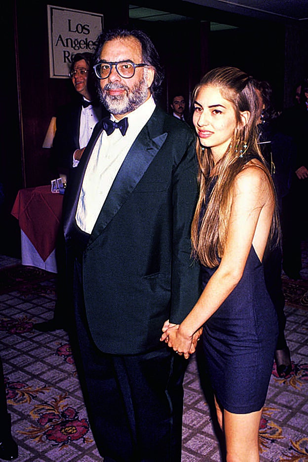 Junto a su padre, el director Francis Ford Coppola.