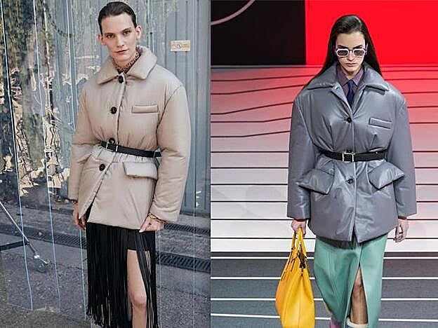 A la izquierda, look de Sfera; a la derecha, salida del desfile o/i 2020 de Prada.