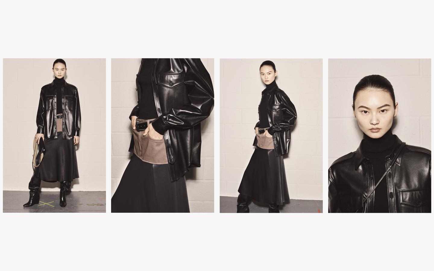 La sobreamisa efecto piel de la nueva colección SRPLS de Zara cuesta 89.95 euros, y la falda midi, 69.95 euros.