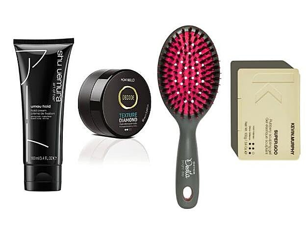 1. SHU UEMURA. Umou Hold Créme de Fixation (31,60 €). 2. MONTIBELLo. Texture Diamond (14,40 €). 3. BETER. Deslía (8,75 €). 4. KEVIN MURPHY. Super Goo Rubbery Sculpting Gel (26,20 €).