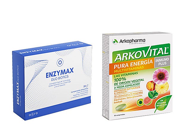 Enzymax DuoBiotics de Ahora Life (17’95 €). Arkovital Pura Energía Inmunoplus de Laboratorios Arkopharma (11,30 €).