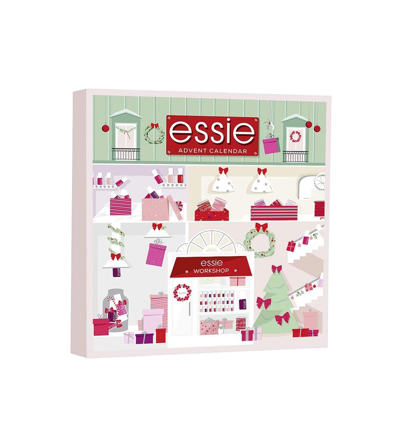 En su interior hay 24 sorpresas –16 productos en formato estándar, dos regalos especiales y seis minitallas– que combinan todas las gamas de la marca esmaltes clásicos, larga duración, secado rápido, tratamientos, una lima de uñas y un separador.  Calendario de Adviento de Essie  (59,95 €).