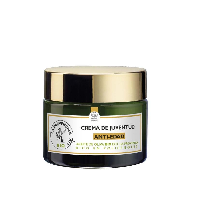 Su ingrediente principal es el aceite de oliva bio, rico en polifenoles antioxidantes. Hidrata y combate las arrugas y suaviza las líneas de expresión. Apta para todo tipo de pieles, incluso las sensibles.  Crema Iluminadora Hidratante de La Provençale Bio  (13,90 €).