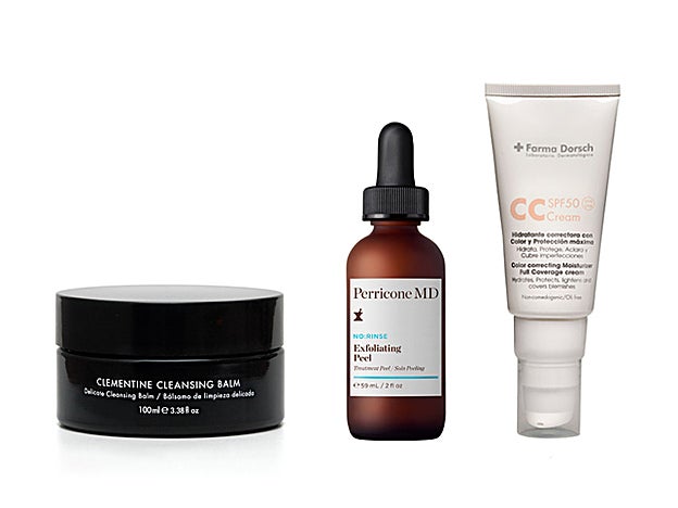 Clementine Cleansing Balm de Twelve Beauty (55 €). Chlorophyll Detox Mask de Perricone MD (85 €). CC Cream de + Farma Dorsch (39 €).