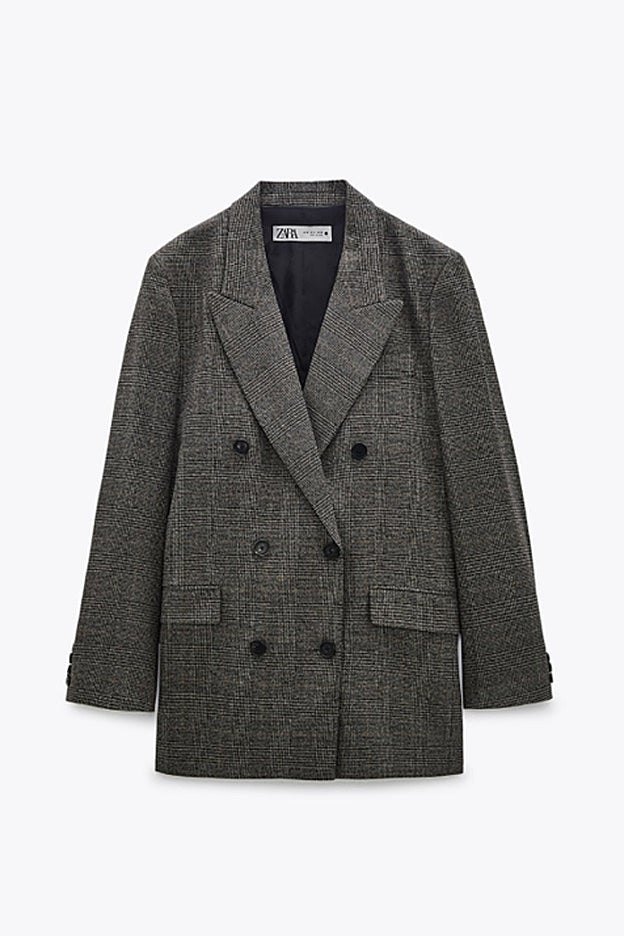 Americna de cuadros de color marrón oscuro de Zara,