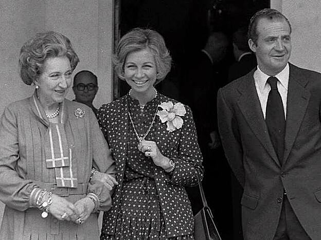 Maria de las Mercedes junto a la reina Sofía y el rey Juan Carlos, Getty Imagenes.