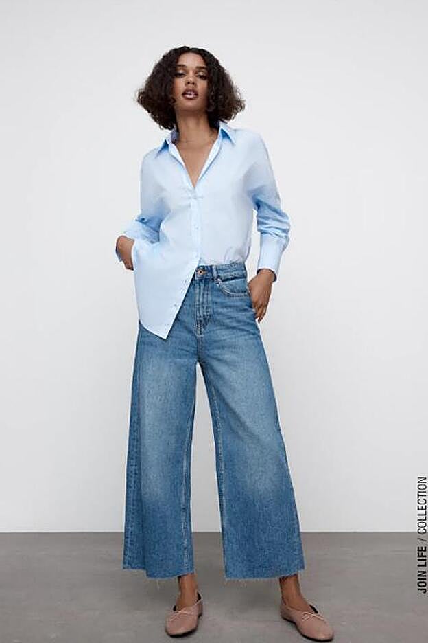 Jeans culotte de rito alto, de Zara. Precio actual: 25,95 euros.