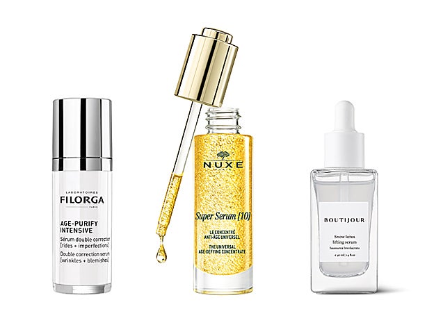 Age Purify Intensive de Filorga (62,90 €). Super Serum [10] de Nuxe (75 €). Snow Lotus Lifting Serum de Boutijour (90 €).
