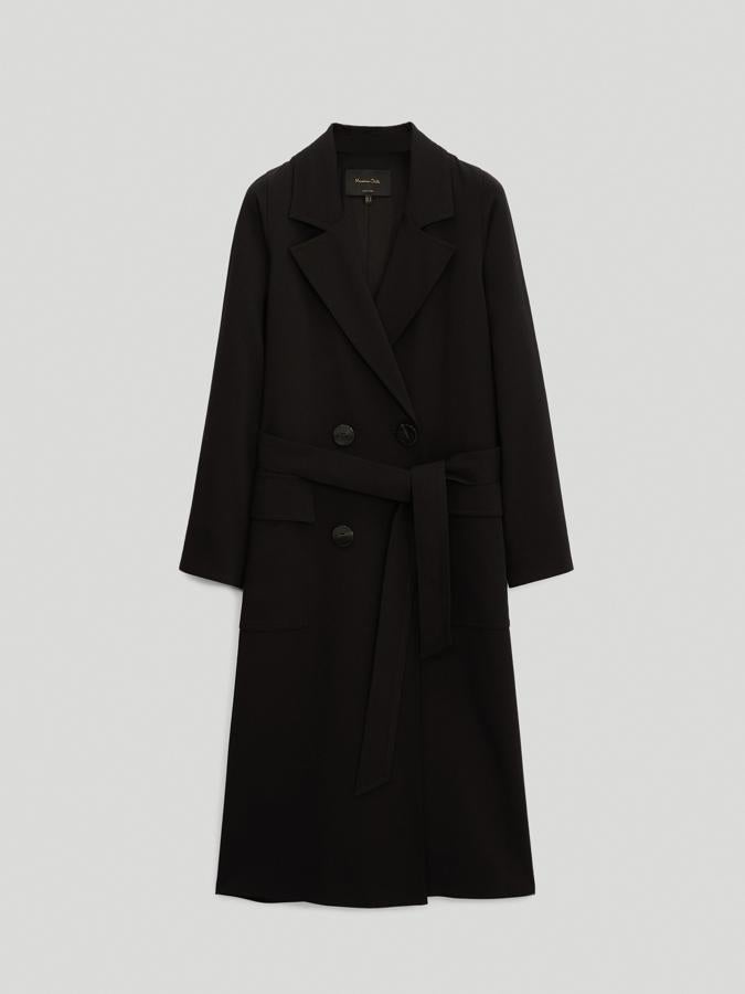 Abrigo largo de lana cruzado, de Massimo Dutti (169 €).