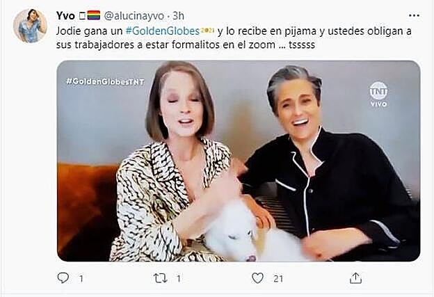 Jodie Foster ganando el Globo de Oror a la mejor actriz de reparto por The MAutrtitanian nos representa.