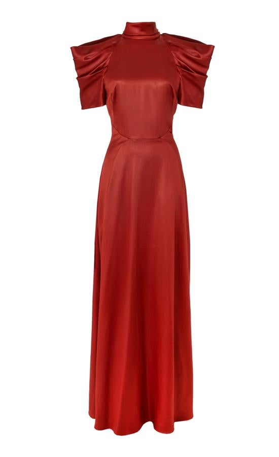 LArgo, de tejido satinado, cuello subido y mangas originales, de Temperley.