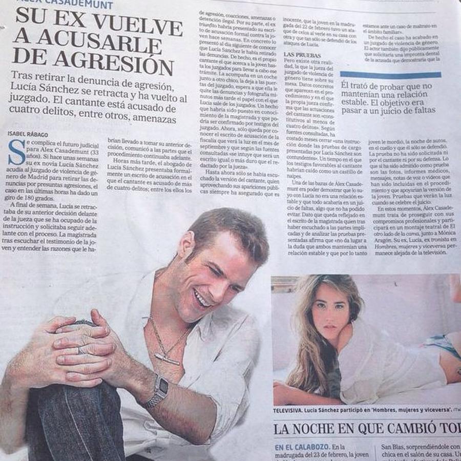 En 2014 saltaba una noticia a los medios. Àlex Casademunt era acusado por su exnovia Lucía Sánchez por malos tratos. Tras varias idas y venidas con cruces de acusaciones por las dos partes, finalmente la situación denunciada quedó en un juicio de faltas.