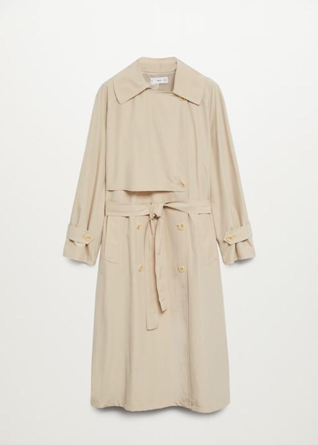 Trench fluido con cinturón en color arena de la nueva colección de primavera de Mango (99,99 euros)