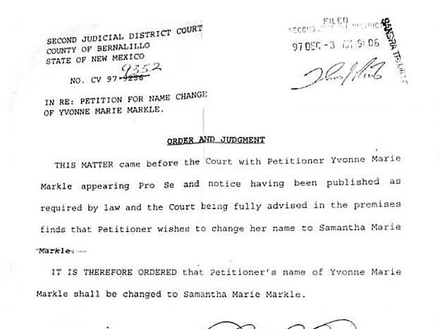 En el documento puede verse cómo Samantha pidió un cambio de nombre y el apellido que figura ya en aquella época es Markle