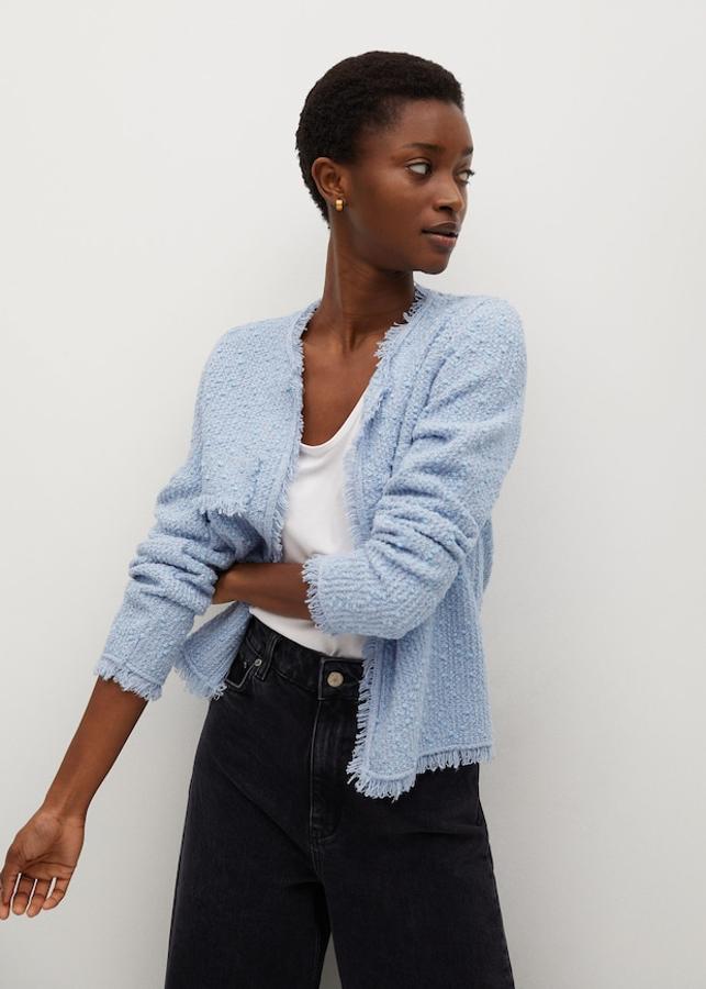Chaqueta en tweed desfelcada de la nueva colección de Mango (29,99 euros)