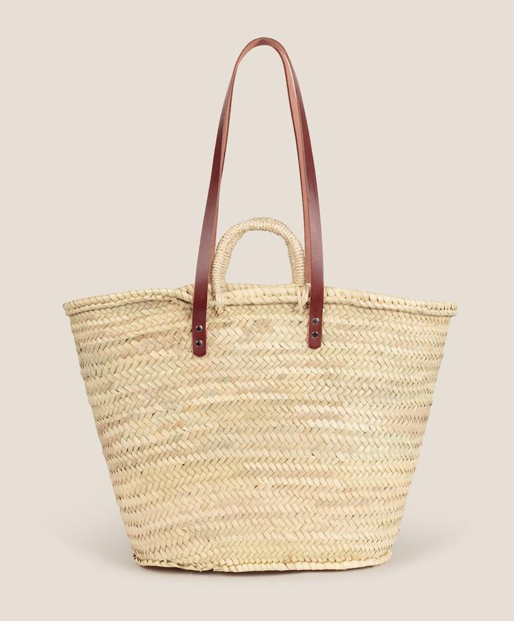 Capazo de yute con asa larga de piel de la nueva colección de Oysho (29,99 euros)