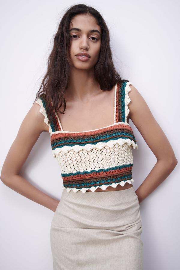 Top de crochet multicolor de Zara (17,99 euros)
