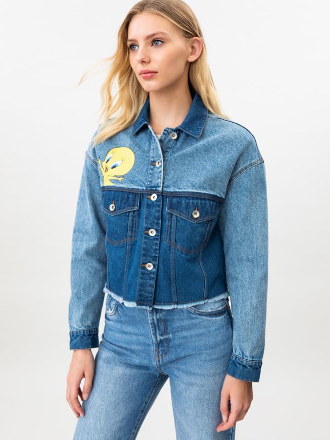 Cazadora vaquera de Lefties bicolor, (17,99 euros).