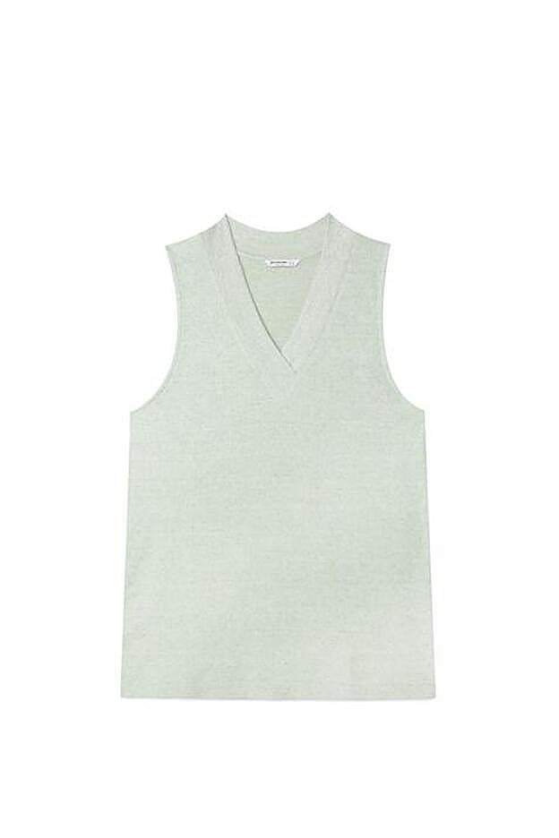 Chaleco vestido en verde agua marina de Stradivarius