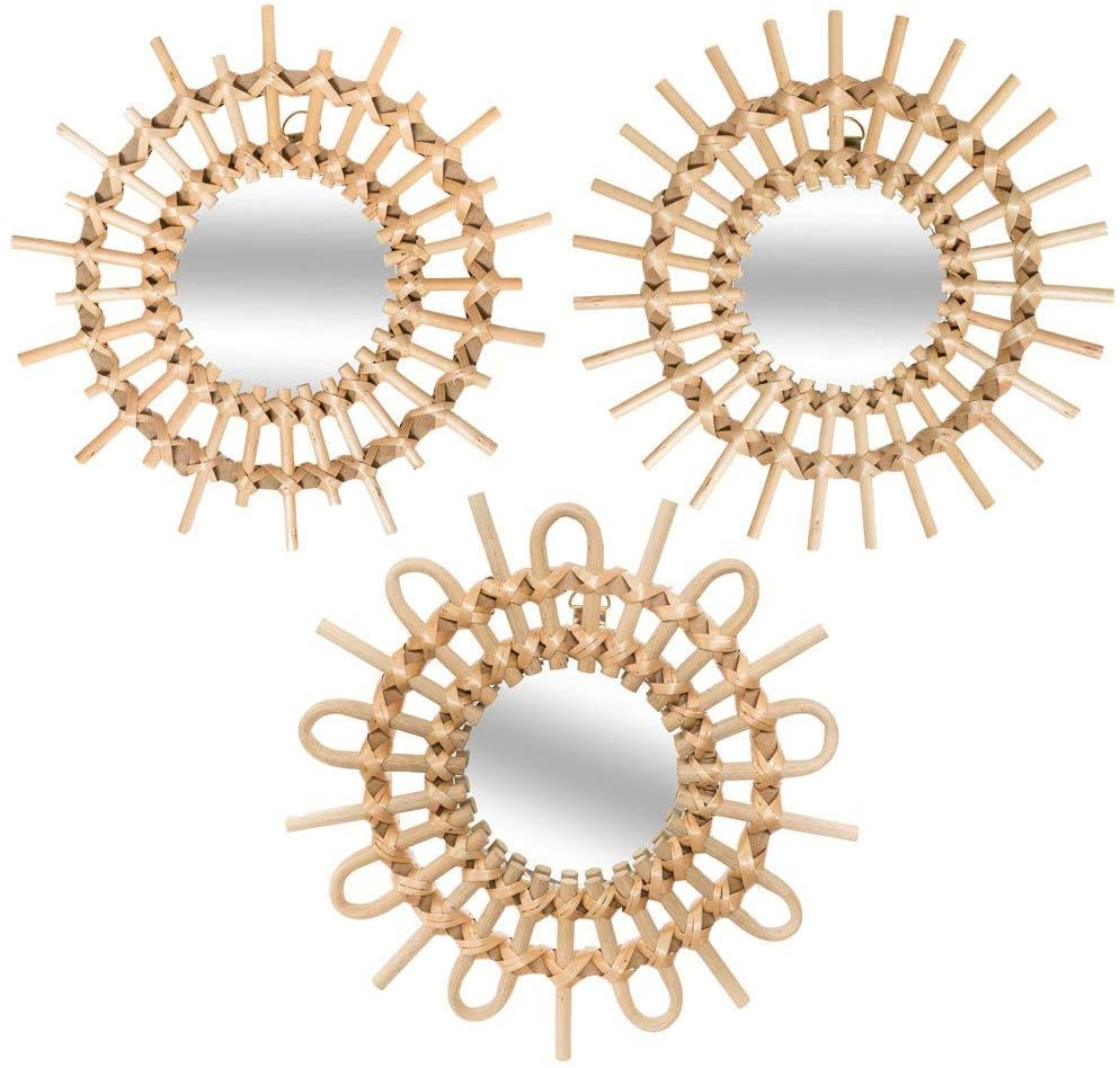 Este set de tres espejos de madera cuesta 34 euros en Amazon Home.