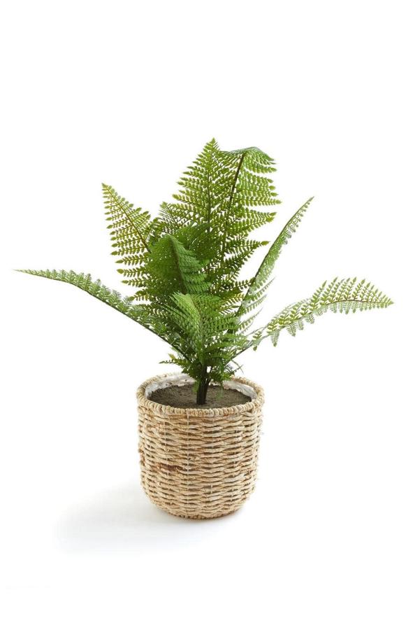 Este helecho artificial extra grande con macetero tejido tiene un precio de 22 euros.