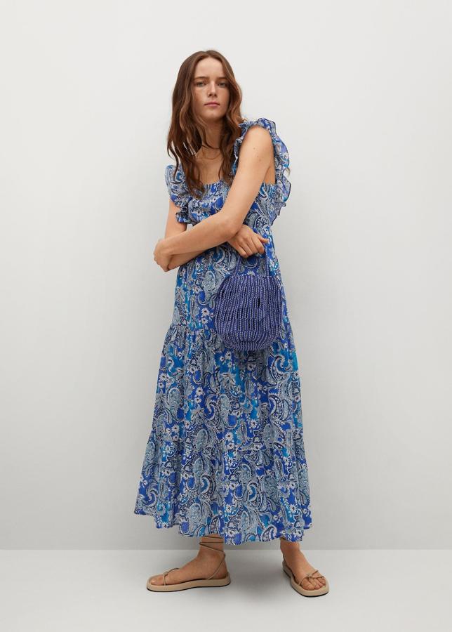Vestido midi con estampado de paisley de Mango (39,99 euros)