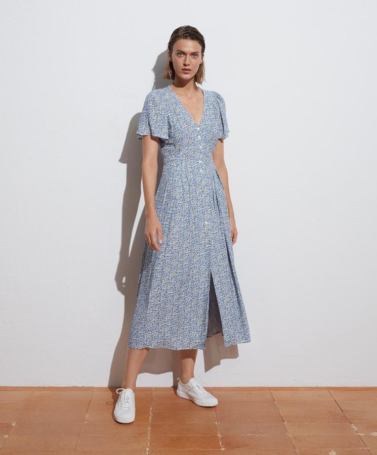Vestido abotonado con estampado de flores de Oysho (35,99 euros)