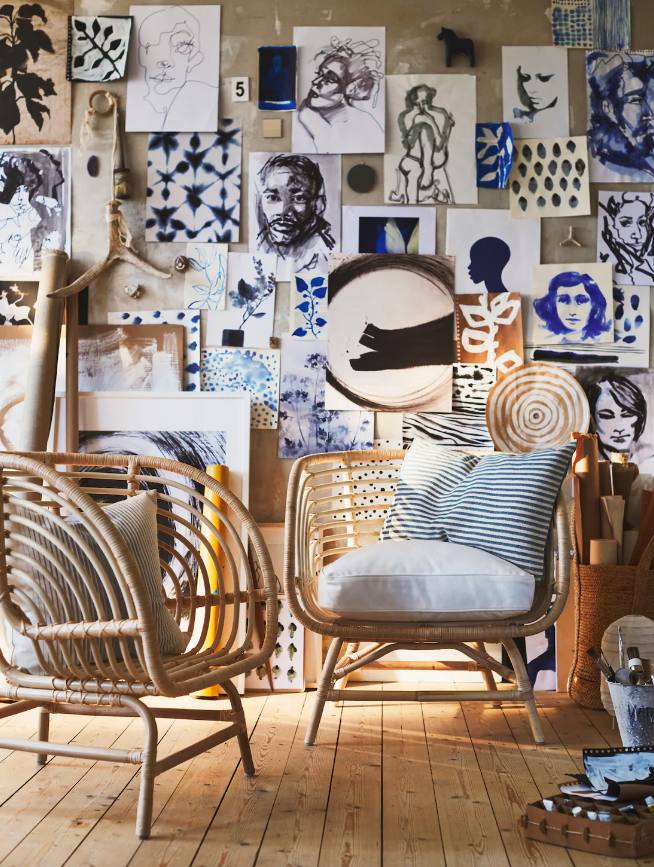 Los sillones de mimbre BUSKBO (129 euros en IKEA).