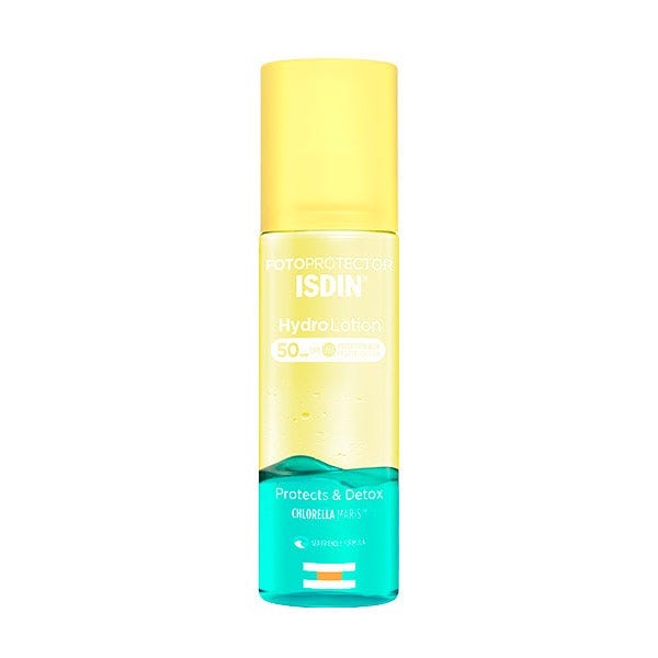 Fotoprotector Hydro Lotion Spf 50 de Isdin es el primer fotoprotector que oxigena tu piel. Es un bifásico hidratante de secado inmediato con Chlorella Maris que evita la oxidación de la piel. Además de proteger la piel, aporta una acción hidratante de secado inmediato y de efecto refrescante. Ofrece a la piel un aspecto más flexible y elástico y más luminoso (22,95 euros).