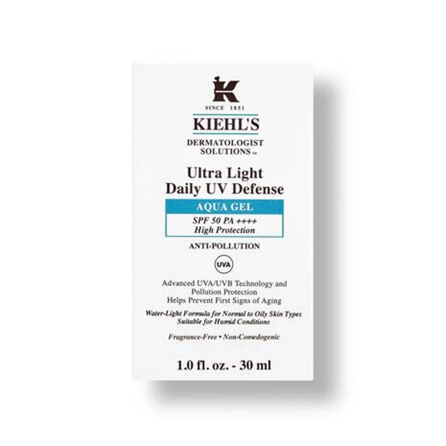 Ultra Light Daily UV Defense Aqua Gel de Kieh'ls se funde en tu piel. Un gel perfecto para uso diario por su 50 FPS. No repele el maquillaje.