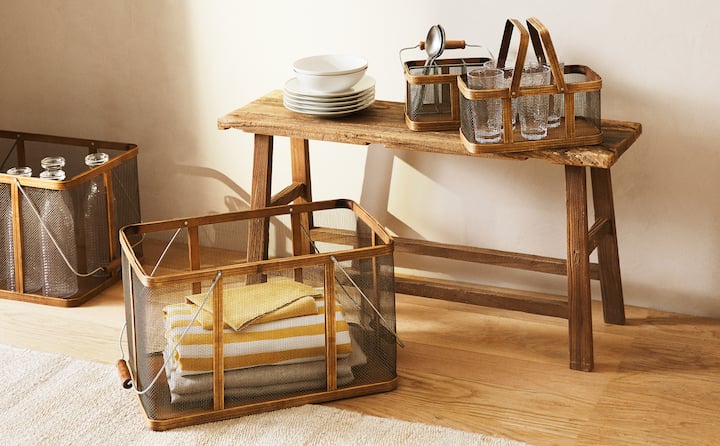 Estas cestas de almacenaje para tener todo en orden (manteles, servilletas, paños, cubiertos...) con estilazo. En Zara Home, desde 19.99 euros.