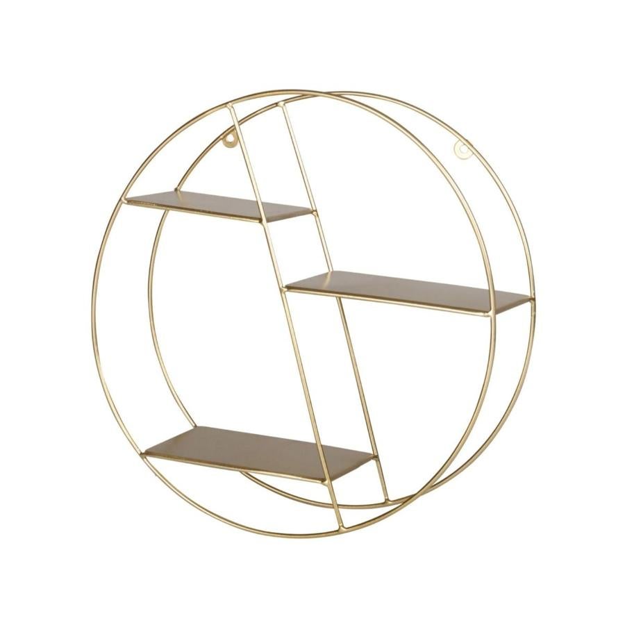 Estantería de pared con diferentes niveles en color dorado mate (9,99 euros).