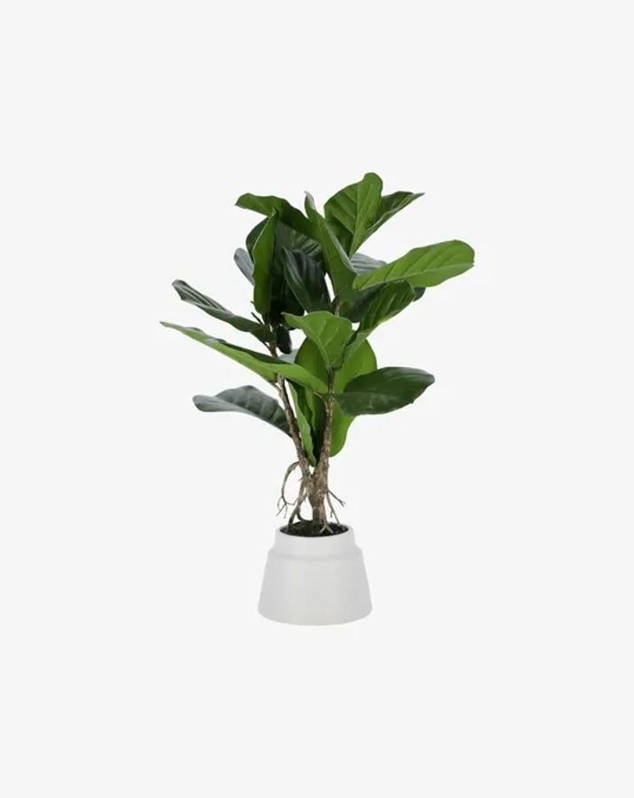 Planta artificial con maceta de cerámica en color blanco de Kave Home (45 euros).