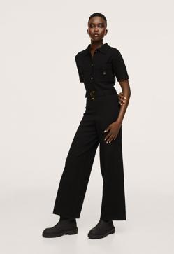 Imagen secundaria 2 - Mono azul sin mangas con lazada de Mango (49,99 euros) 2. Mono en tejido denim de Mango (49,99 euros) 3. Mono con cinturón en color negro de Mango (59,99 euros). 