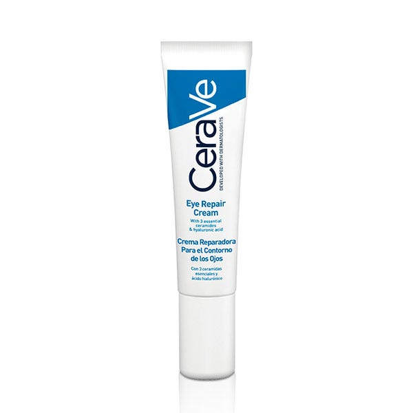 Eye Repair Cream de CeraVe. Un contorno de ojos con tres tipos de ceramidas esenciales y ácido hialurónico para combatir bolsas, ojeras y arrugas. (9,99 euros en Druni).