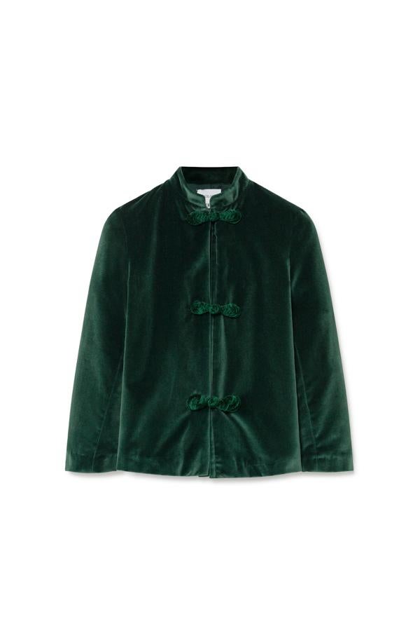 Chaqueta verde con cuello redondo, de María de la Orden.