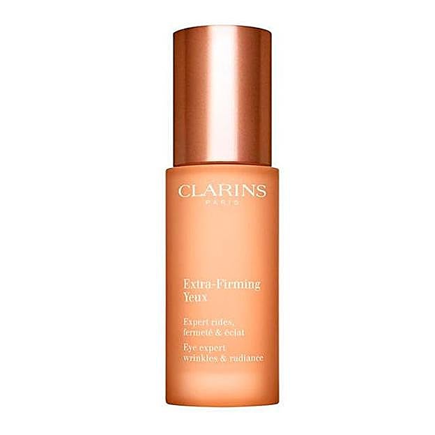 Extra-Firming Yeux de Clarins, un contorno de ojos que aporta firmeza y combate bolsas y ojeras gracias a ingredientes como el extracto de flor canguro, la albizia, la escina de castaña de Indias y la cafeína.
