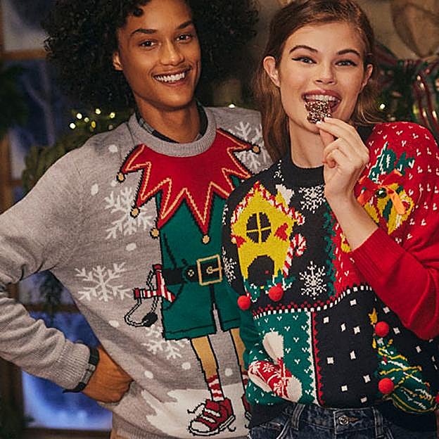 Imagen principal - Los ugly sweater más bonitos: los jerséis divertidos que son perfectos para un look cómodo y calentito