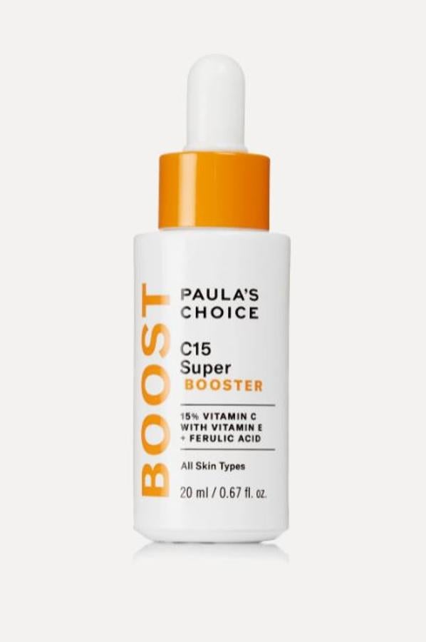 Super Booster de Paula's Choice cuenta con una increíble fórmula con un 15% de vitamina C que ayuda a disminuir las líneas finas y las arrugas, así como las manchas oscuras y la hiperpigmentación para una piel más suave, brillante y firme. La vitamina C está formulada con un pH agradable para la piel de 3,0 y también cuenta con potentes antioxidantes como la vitamina E y el ácido ferúlico, así como péptidos que suavizan la piel (55,37 euros).