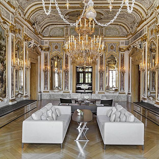 Imagen principal - Panorámica, suite Tiepolo, salones y jardín del Aman Venice, en el Gran Canal.