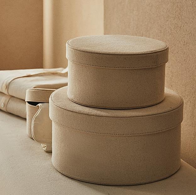 Imagen principal - Las cestas organizadoras de lino de Zara Home están disponibles desde 6.99 euros, y las bolsas (perfectas para guardar la ropa sucia, por ejemplo) cuestan 19.99 euros.