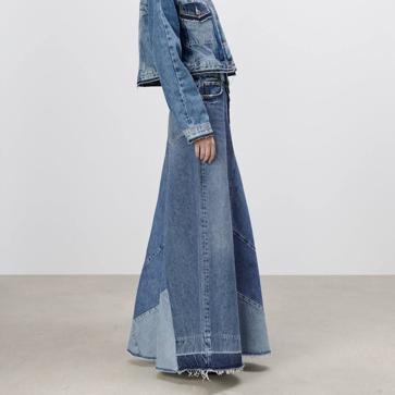 Imagen secundaria 1 - Flechazo con esta maxi falda denim de estilo retro que es tendencia porque combina con todo
