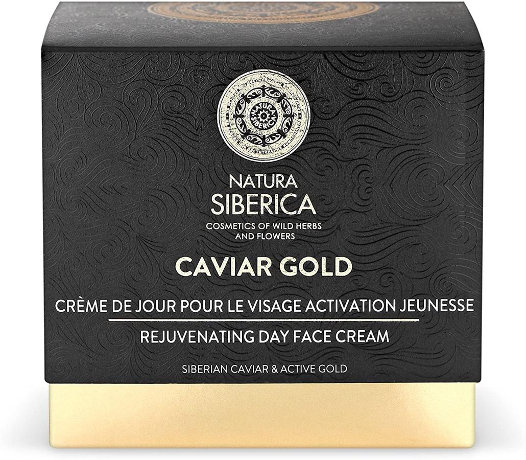 Caviar Gold de Natura Siberica combina las propiedades extraordinarias del caviar negro y el oro líquido con el Complejo Energizante de Hierbas Silvestres, elaborado de plantas silvestres siberianas que devuelven la juventud y la belleza a la piel, la reafirman y alisan las arrugas. Cuida y nutre profundamente la piel a la vez que estimula la producción de colágeno, reduce las arrugas y recupera la tonicidad de la piel (28,79 euros).