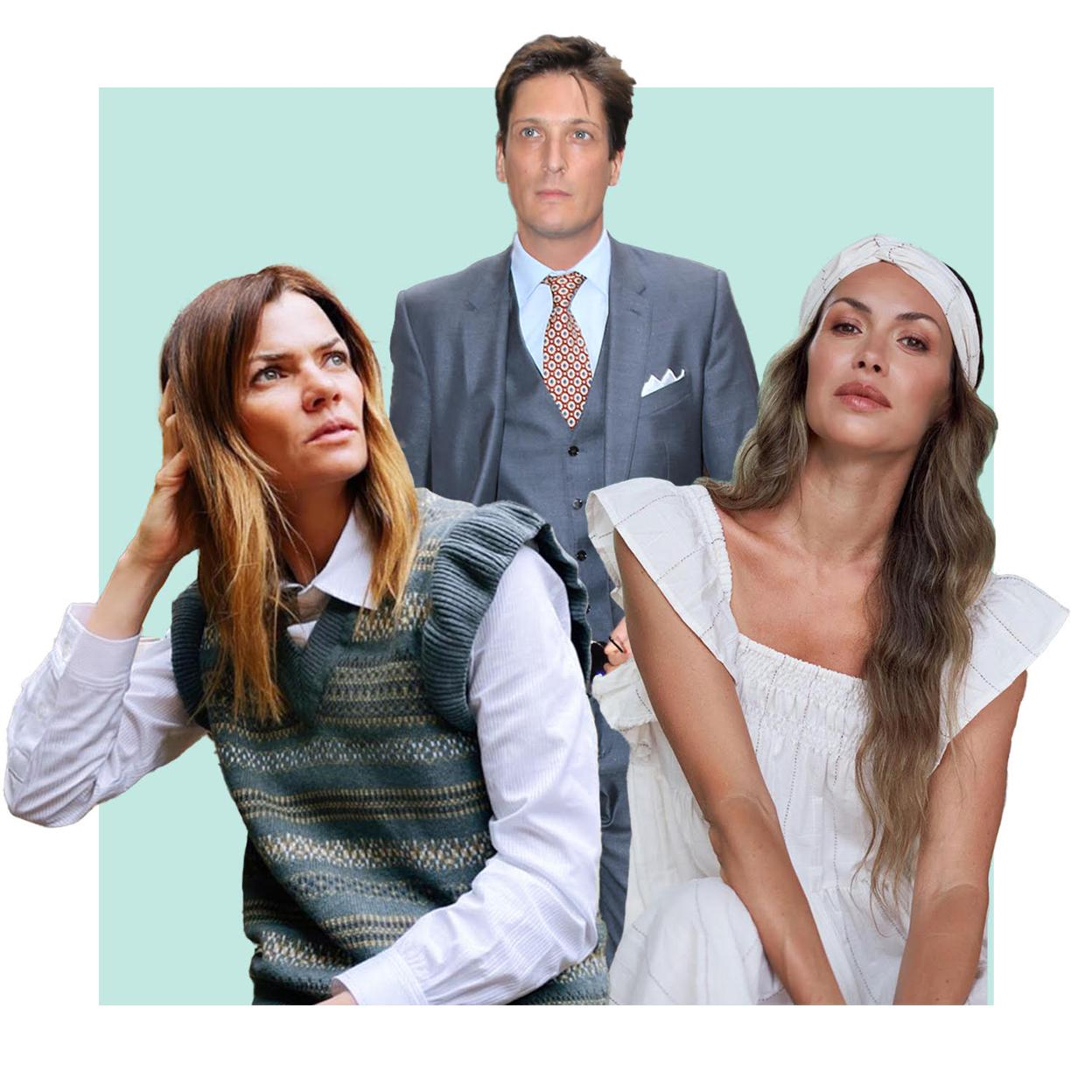 Luis Medina con dos de sus ex parejas, Alejandra de Rosas y Priscila de Gustín, ambas presentes en la boda de Laura Vecino