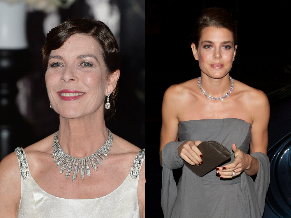 Carlota y Carolina son asiduas a lucir joyas de la casa real, todas ellas llenas de ostentación. Quizás para la hija predilecta sea una tarea pendiente el llevar maxi joyas al igual que su madre. 